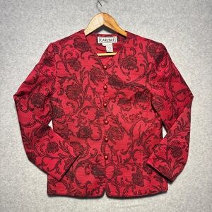 Vintage Silk & Wool Carlisle Crimson and Ebony Patterned Blazer